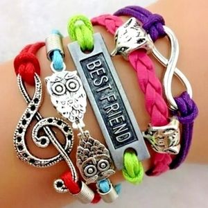 Best Friend infinity owl fox leather bracelet
